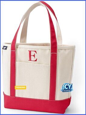 Cotton Canvas Tote Bag with Monogram and Multiple Pockets